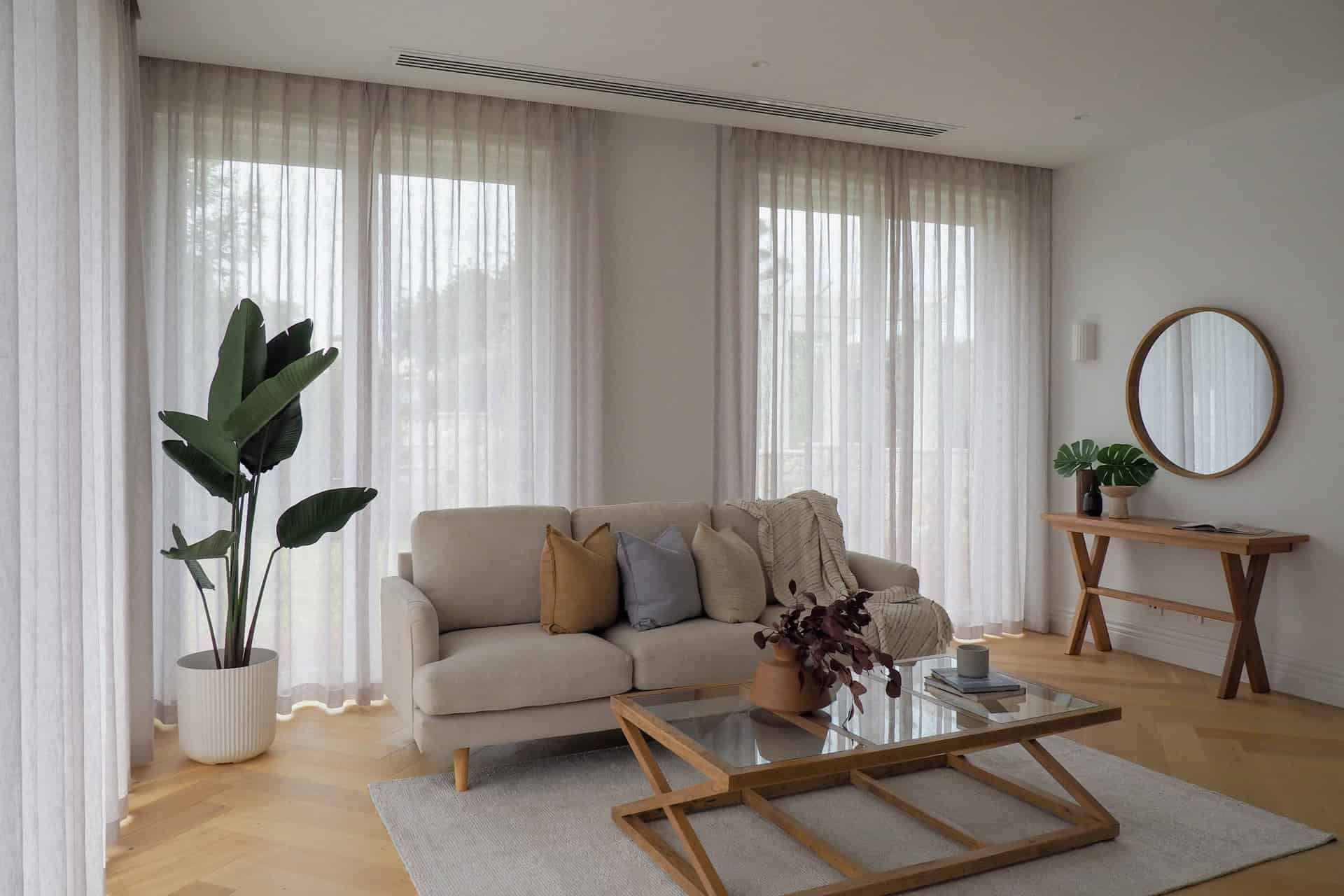 Sheer curtains in Mornington Peninsula home